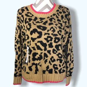 NWT Arizona Jean Co Leopard Pink Acrylic Sweater